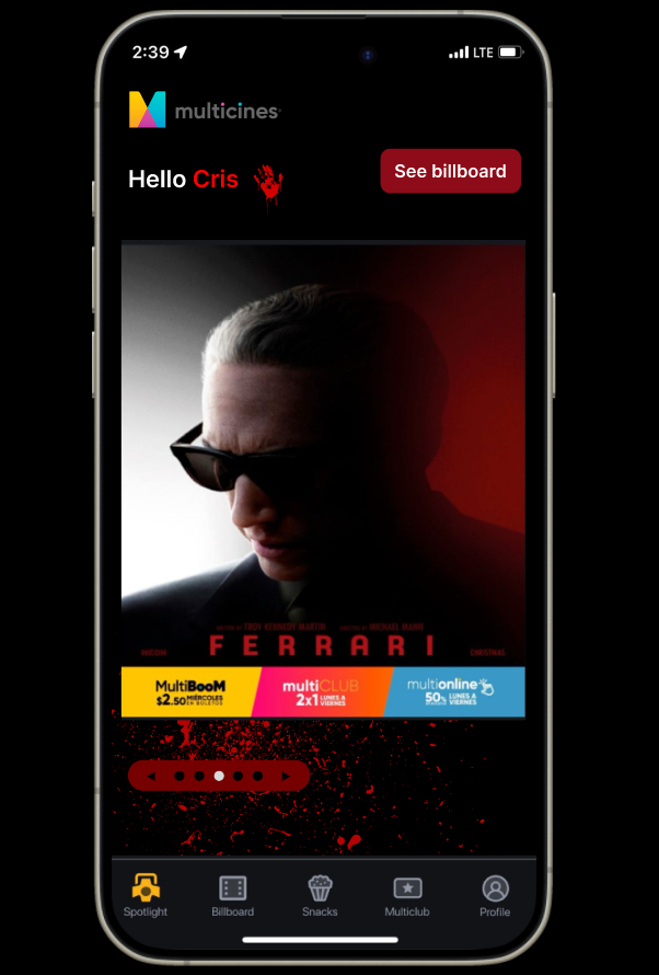 Cinema App personalization UI